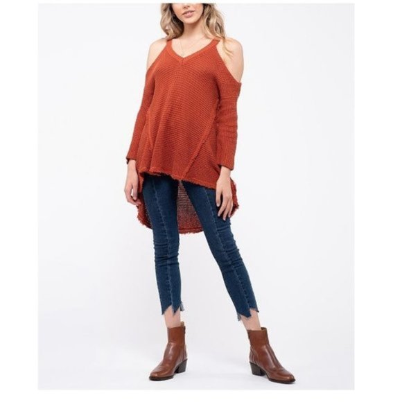Blu Pepper Cold Shoulder Knit Top - Picture 1 of 5